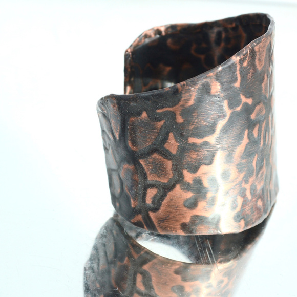 Poinsettia Flower Cuff Bracelet Copper Christmas - Picture 5 of 8